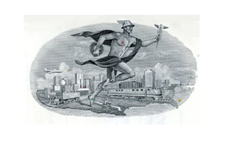 Image of the Roman God Mercury on the stock certificate of the Penn Central Transportation Company
