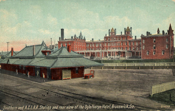 Brunswick, Georgia, train station.  Jekyll Island meeting attendees arrived here.