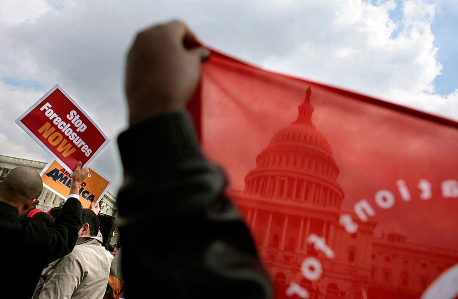 About 350 members of the Association of Community Organizations for Reform Now gather for a rally in front of the U.S. Capitol March 11, 2008, to raise awareness of home foreclosure crisis and encourage Congress to help LMI families stay in their homes.