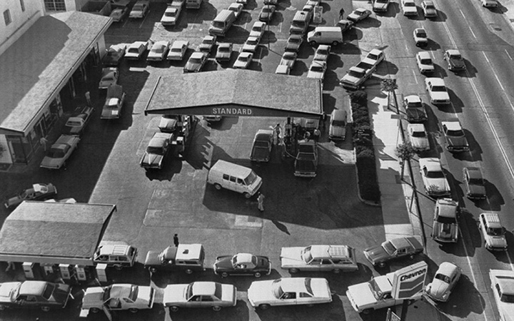 May 9, 1979:&nbsp;Cars line up outside a filling station on the first day of gas rationing imposed on nine California counties&nbsp;following the revolution in Iran that caused a shortage of crude oil.