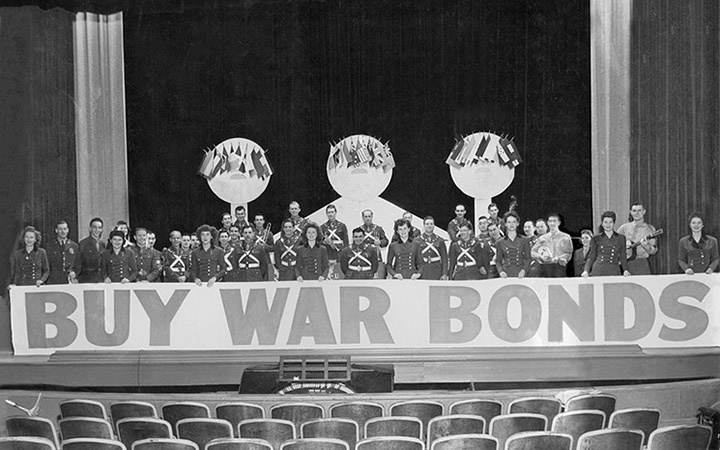 War bond rally to buy bonds, February 1944.