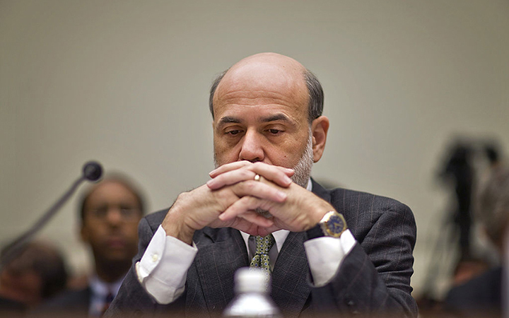 Ben S. Bernanke, chairman of the Federal Reserve, pauses during a hearing of the House Financial Services Committee in Washington, D.C., on Tuesday, Nov. 18, 2008. Bernanke said lending conditions in the U.S. are still "far from normal."