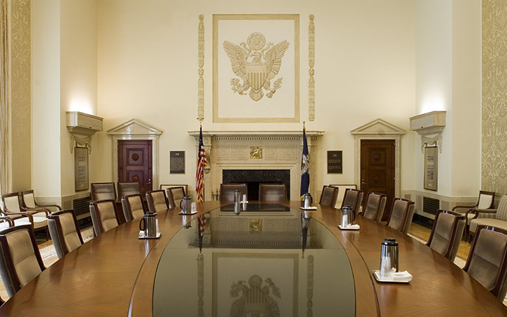 <p>Interior of the Board room in the Marriner S. Eccles building</p>